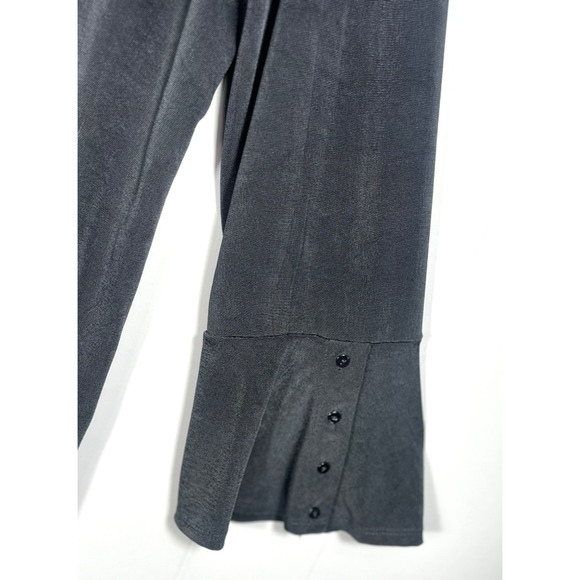 Chicos Travelers Flare Button Accent Sleeve Top Slinky Knit Gray Size 2 US Large - Picture 6 of 10